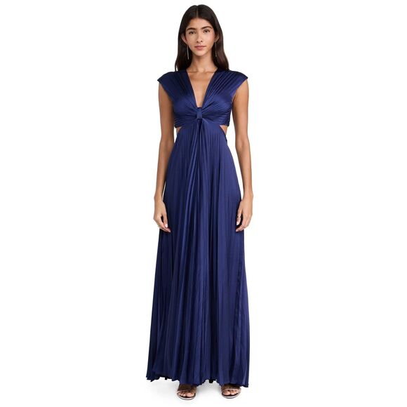 A.L.C. Alejandra Pleated Cutout Satin Gown Size US12 $795 - Picture 1 of 11